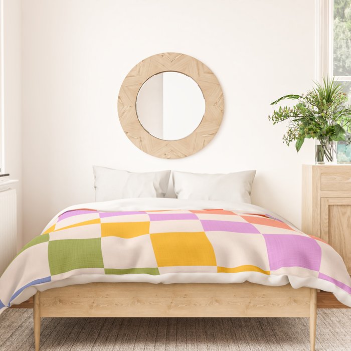 Mid Mod Rainbow Check pattern Duvet Cover Gallery Image 3