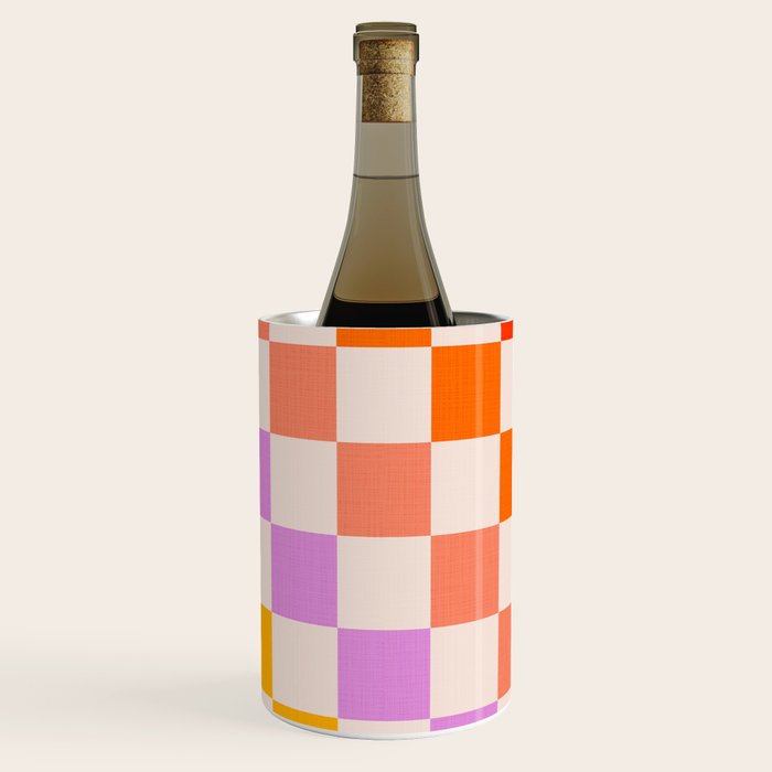 Mid Mod Rainbow Check pattern Wine Chiller Gallery Image 1