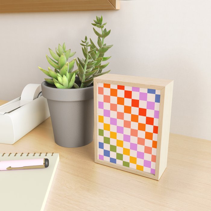 Mid Mod Rainbow Check pattern Mini Art Print Gallery Image 2
