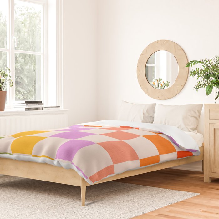 Mid Mod Rainbow Check pattern Duvet Cover Gallery Image 2