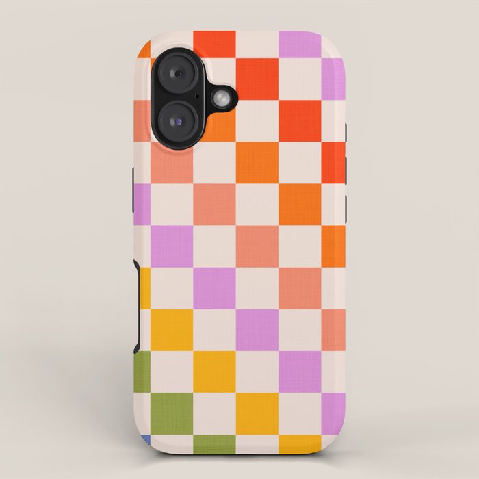 Mid Mod Rainbow Check pattern iPhone Case Gallery Image 1