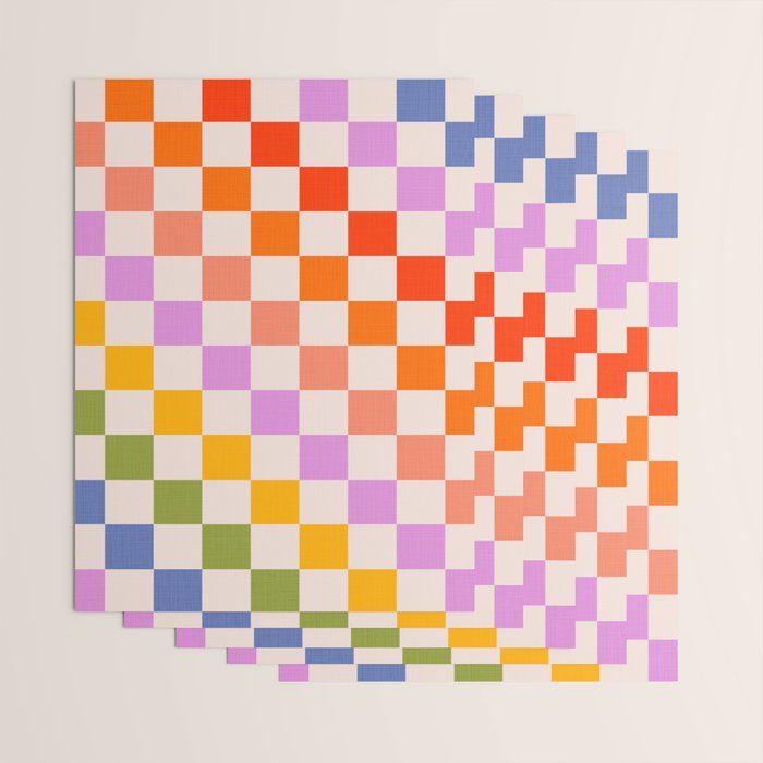 Mid Mod Rainbow Check pattern Wrapping Paper Gallery Image 3