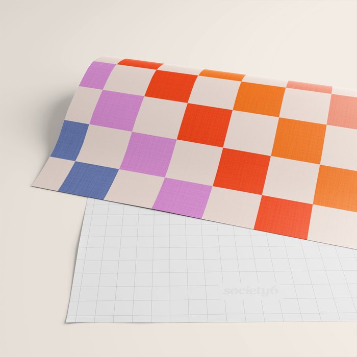 Mid Mod Rainbow Check pattern Wrapping Paper Gallery Image 2