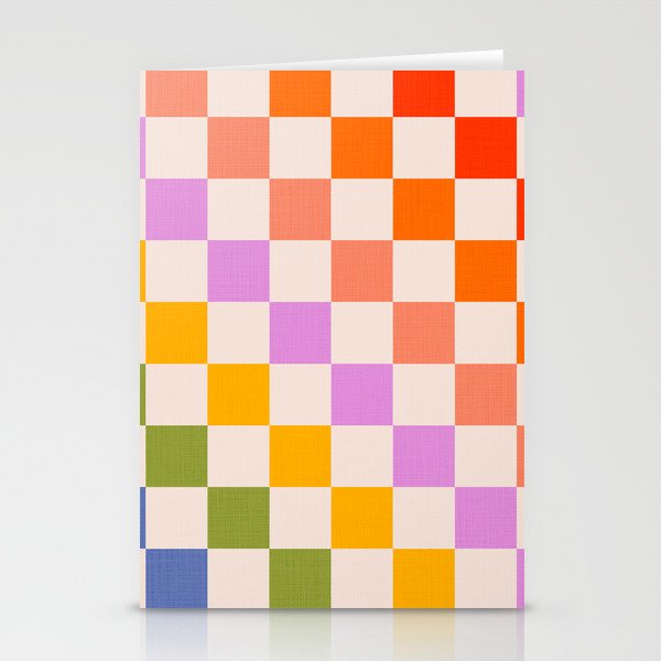 Mid Mod Rainbow Check pattern Stationery Card Gallery Image 1