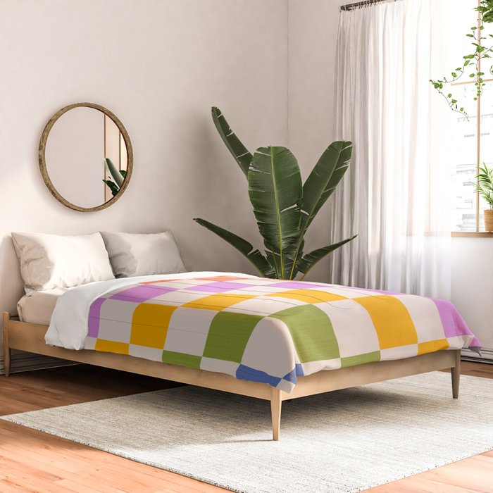 Mid Mod Rainbow Check pattern Comforter Gallery Image 2