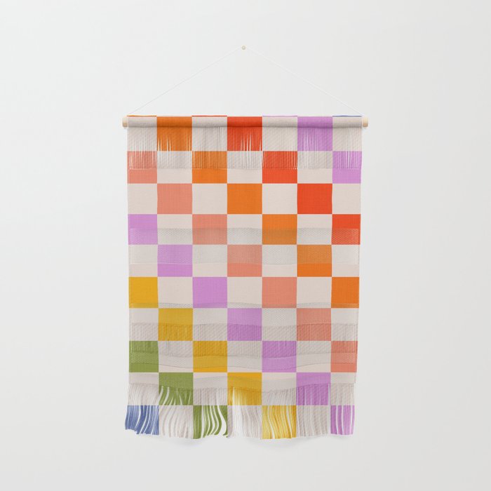 Mid Mod Rainbow Check pattern Wall Hanging Gallery Image 1