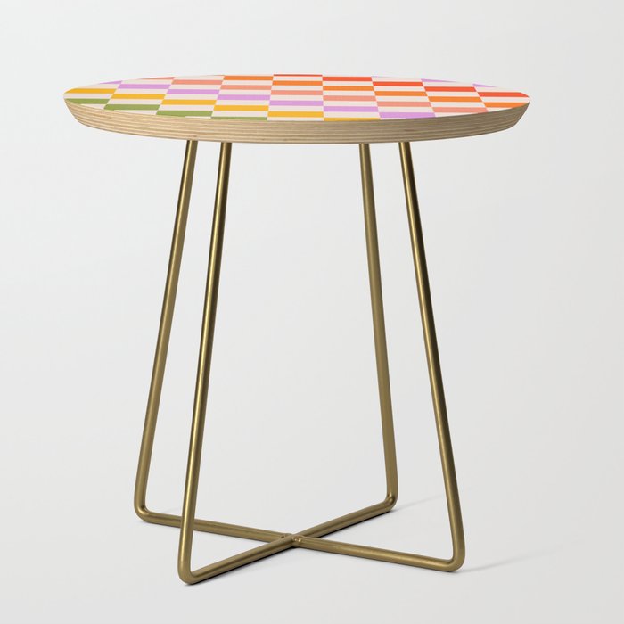 Mid Mod Rainbow Check pattern Side Table Gallery Image 1