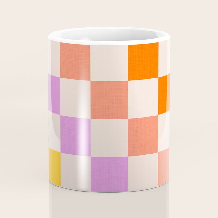 Mid Mod Rainbow Check pattern Coffee Mug Gallery Image 4