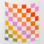 Mid Mod Rainbow Check pattern Wall Tapestry Gallery Image 4