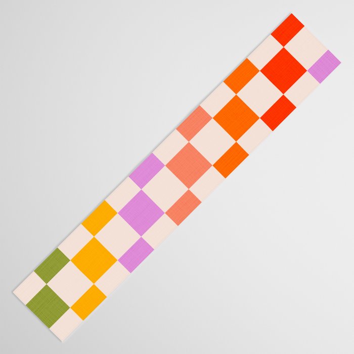 Mid Mod Rainbow Check pattern Table Runner Gallery Image 3