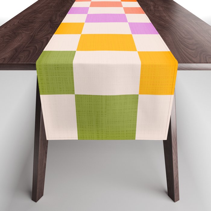 Mid Mod Rainbow Check pattern Table Runner Gallery Image 1