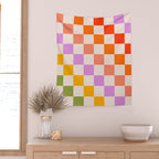Mid Mod Rainbow Check pattern Wall Tapestry Gallery Image 2
