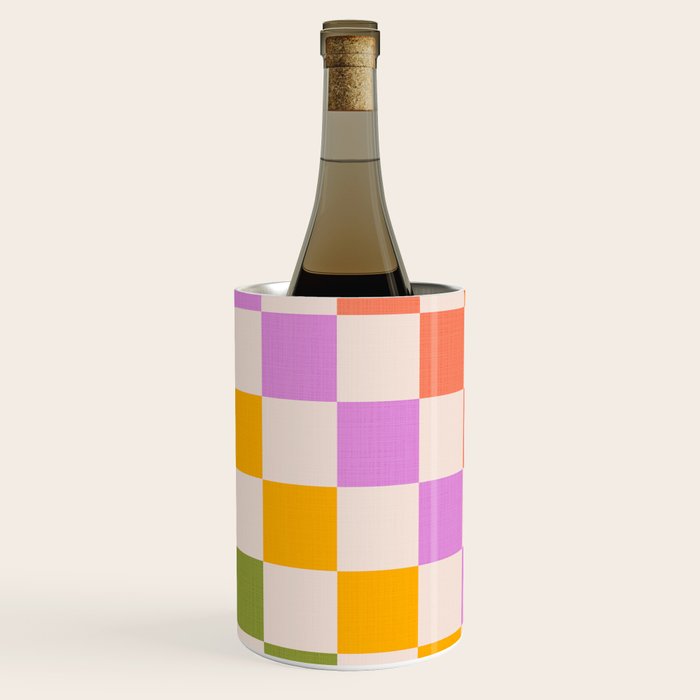 Mid Mod Rainbow Check pattern Wine Chiller Gallery Image 2