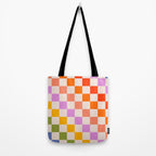 Mid Mod Rainbow Check pattern Tote Bag Gallery Image 2