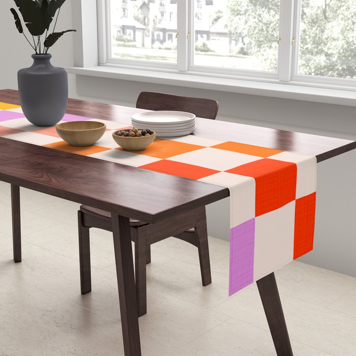 Mid Mod Rainbow Check pattern Table Runner Gallery Image 2