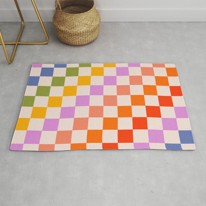 Mid Mod Rainbow Check pattern Rug Gallery Image 1