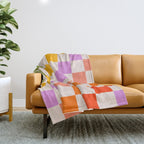 Mid Mod Rainbow Check pattern Throw Blanket Gallery Image 1