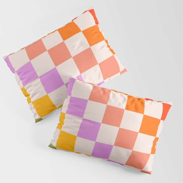 Mid Mod Rainbow Check pattern Pillow Sham Gallery Image 1