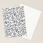 Abstract black and white line doodle pattern Stationery Card Gallery Image 2