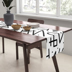 Abstract black and white line doodle pattern Table Runner Gallery Image 2