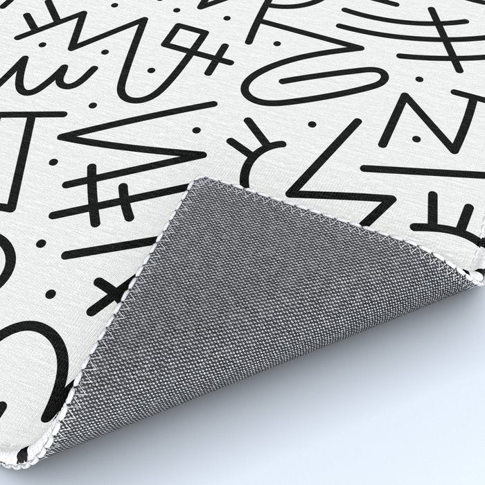 Abstract black and white line doodle pattern Rug Gallery Image 4