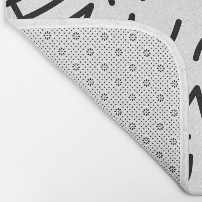 Abstract black and white line doodle pattern Bath Mat Gallery Image 2