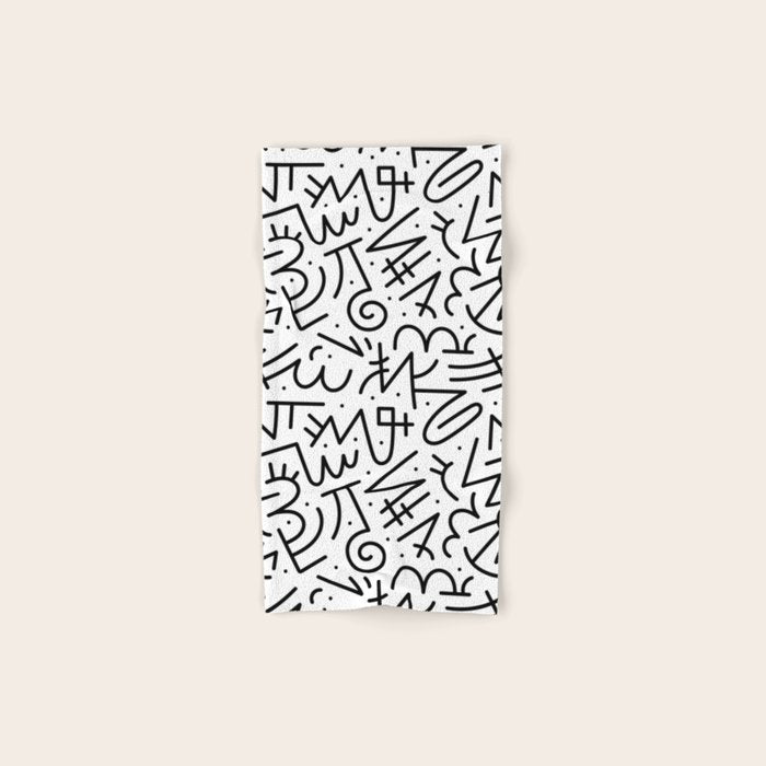 Abstract black and white line doodle pattern Bath Towel Gallery Image 1