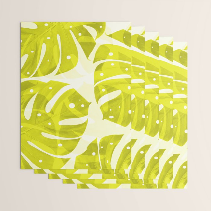 Lime Green Monstera Leaves Light Background #decor #society6 #buyart Wrapping Paper Gallery Image 3