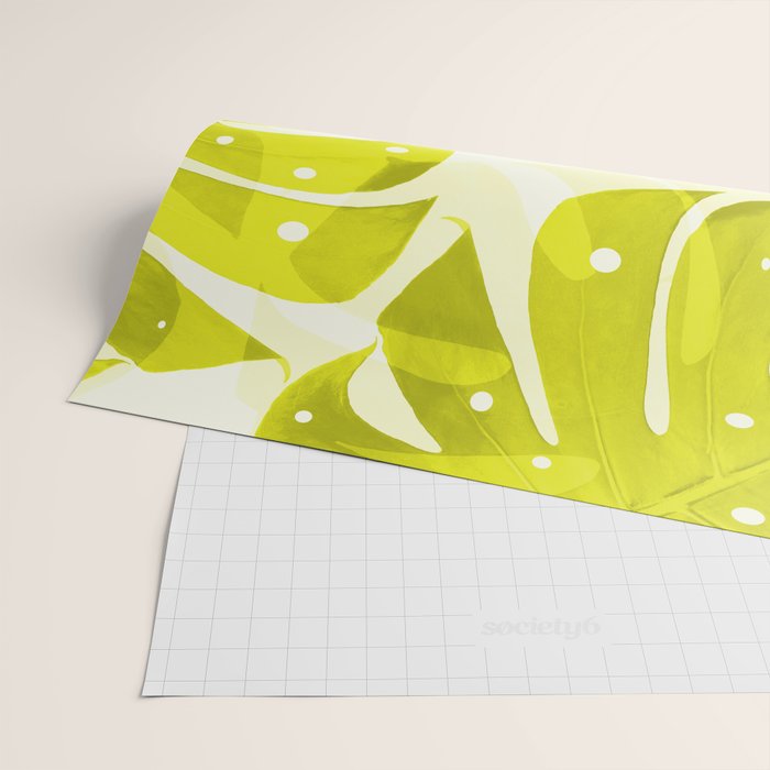 Lime Green Monstera Leaves Light Background #decor #society6 #buyart Wrapping Paper Gallery Image 2