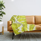 Lime Green Monstera Leaves Light Background #decor #society6 #buyart Throw Blanket Gallery Image 1