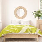 Lime Green Monstera Leaves Light Background #decor #society6 #buyart Duvet Cover Gallery Image 3