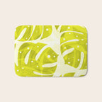 Lime Green Monstera Leaves Light Background #decor #society6 #buyart Bath Mat Gallery Image 1