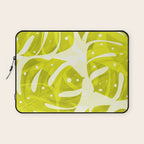 Lime Green Monstera Leaves Light Background #decor #society6 #buyart Laptop Sleeve Gallery Image 1