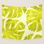 Lime Green Monstera Leaves Light Background #decor #society6 #buyart Wall Tapestry Gallery Image 4