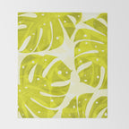 Lime Green Monstera Leaves Light Background #decor #society6 #buyart Throw Blanket Gallery Image 2