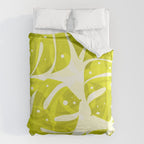 Lime Green Monstera Leaves Light Background #decor #society6 #buyart Duvet Cover Gallery Image 6