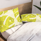 Lime Green Monstera Leaves Light Background #decor #society6 #buyart Pillow Sham Gallery Image 2