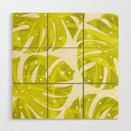 Lime Green Monstera Leaves Light Background #decor #society6 #buyart Wood Wall Art Gallery Image 1