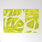 Lime Green Monstera Leaves Light Background #decor #society6 #buyart Welcome Mat Gallery Image 1