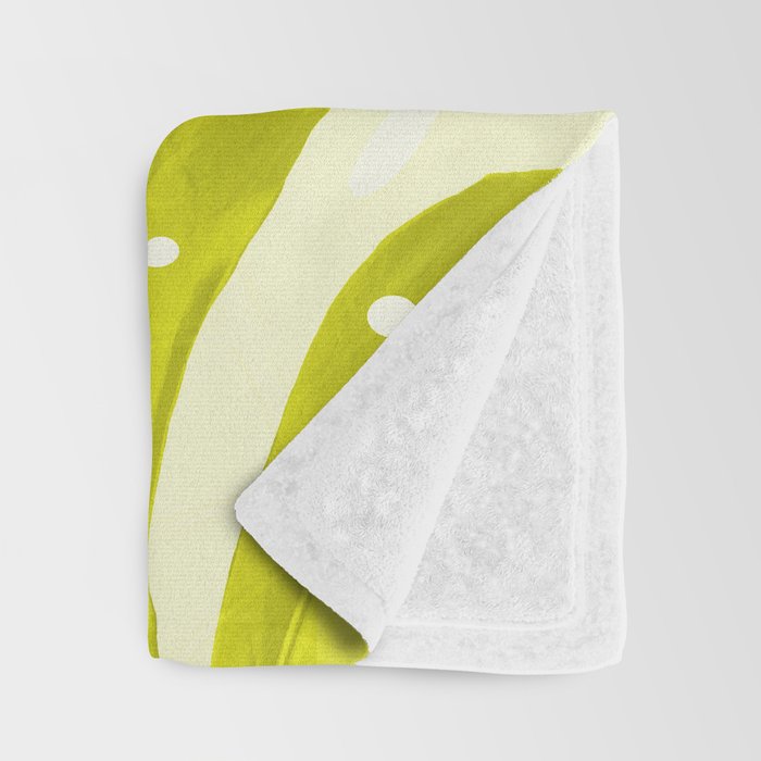 Lime Green Monstera Leaves Light Background #decor #society6 #buyart Throw Blanket Gallery Image 3