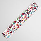 Burgundy pink teal blue watercolor boho floral Table Runner Gallery Image 3
