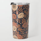 Peach, Dusty Rose, Mauve & Blue-Gray Floral Pattern Travel Mug Gallery Image 3