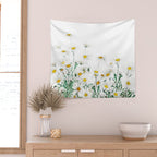 white margaret daisy horizontal watercolor painting Wall Tapestry Gallery Image 2
