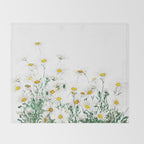 white margaret daisy horizontal watercolor painting Throw Blanket Gallery Image 2