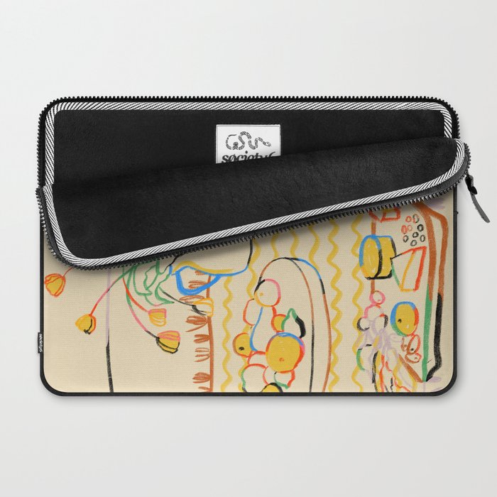 YELLOW TULIPS, WINE AND CHEESE Laptop Sleeve Gallery Image 2