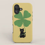 Cat with clover iPhone Case Gallery Image 1