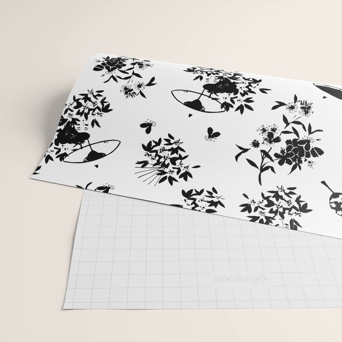 Black and white oriental pattern Wrapping Paper Gallery Image 2