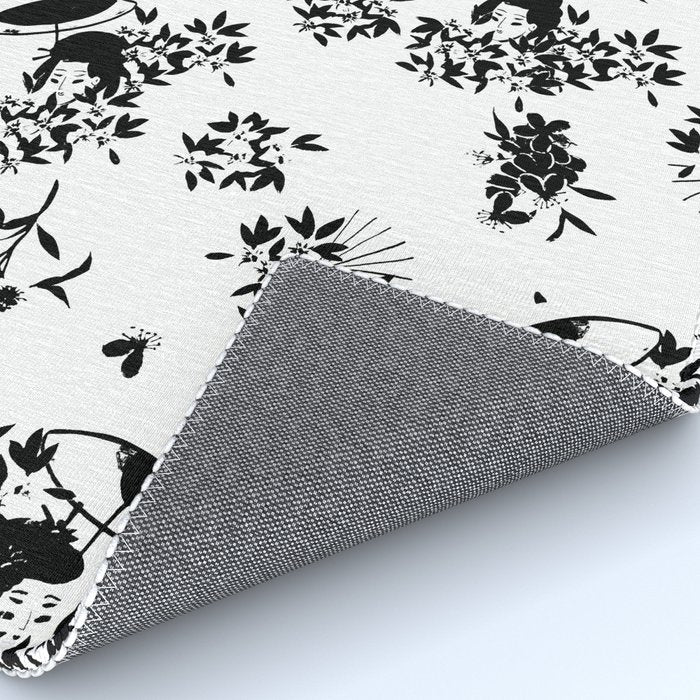 Black and white oriental pattern Rug Gallery Image 4