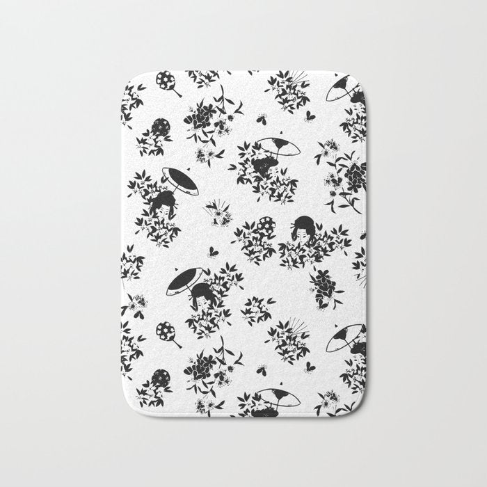 Black and white oriental pattern Bath Mat Gallery Image 1