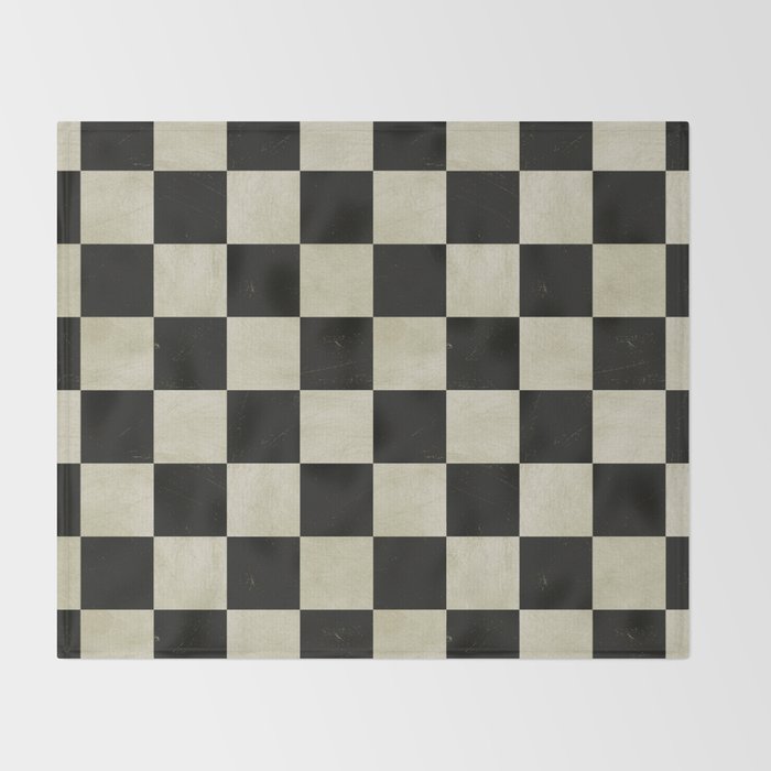 Distressed Black and White Checkerboard Pattern Throw Blanket Gallery Image 2